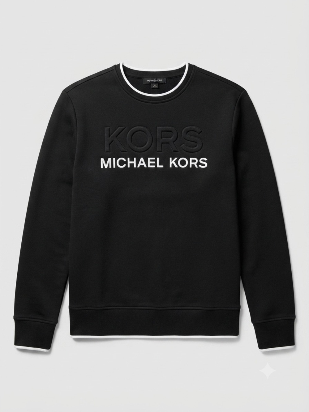Michael Kors sporty chic Black Crewneck Sweatshirt with White Trim  size small